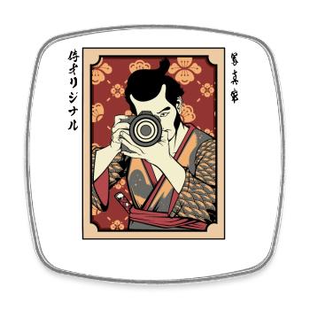 Cameraman in Kimono Hanami - Square fridge magnet - white - Front