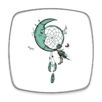 Dream catcher with moon and feathers - Square fridge magnet - white - Front