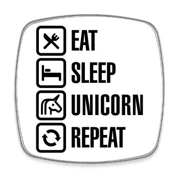 Eat Sleep Unicorn Repeat - Square fridge magnet - white - Front