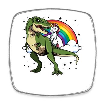 Dino Unicorn Regenbogen-Reigen - Viereckiger Kühlschrankmagnet - Weiß - Vorne