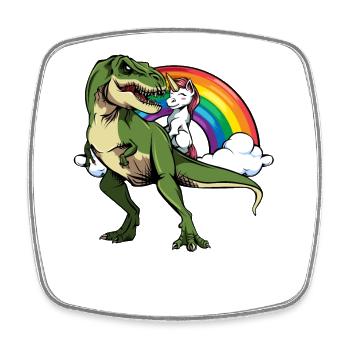 Dino-Einhorn im Regenbogenzauber - Viereckiger Kühlschrankmagnet - Weiß - Vorne