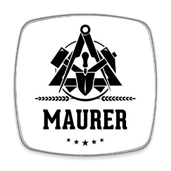 Maurer Schriftzug, Zunftzeichen - Viereckiger Kühlschrankmagnet - Weiß - Vorne