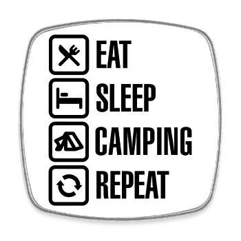 Eat Sleep Camping Repeat - Magnet carré - blanc - Devant