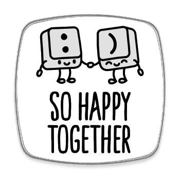 Keyboard keys smiley - So happy together - Square fridge magnet - white - Front