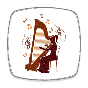 Harpe - design - Magnet carré - blanc - Devant