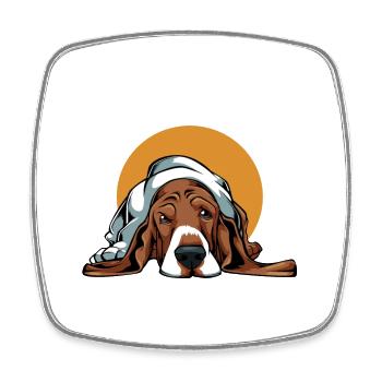 Mehr Liebe für Basset Hound - Viereckiger Kühlschrankmagnet - Weiß - Vorne