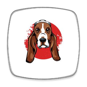 Leben ist besser mit dem Basset Hound - Viereckiger Kühlschrankmagnet - Weiß - Vorne