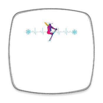 Ski heartbeat shirt for skiers - Square fridge magnet - white - Front