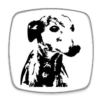Whippet head - Square fridge magnet - white - Front