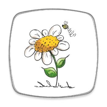 Flower with honey bee - Gift - Flowers - Square fridge magnet - white - Front