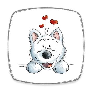 Verliebter Westie - Hund - Herz - Tier - Dog - Viereckiger Kühlschrankmagnet - Weiß - Vorne