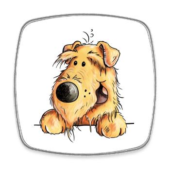Witziger Airedale Terrier - Welsh Terrier - Hund - Viereckiger Kühlschrankmagnet - Weiß - Vorne