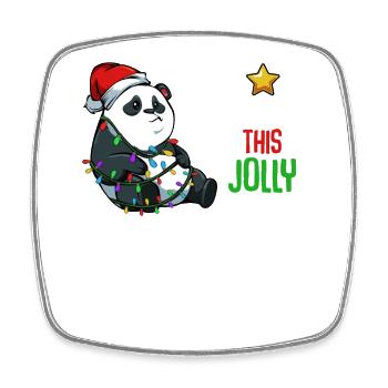 Panda mit Lichterkette Weihnacht - Viereckiger Kühlschrankmagnet - Weiß - Vorne