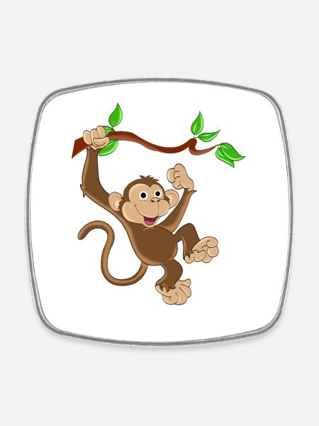 Drôle de singe - Magnet carré - blanc