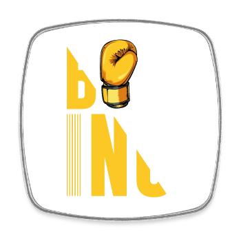 Boxing Typografie mit Handschuhgrafik - Viereckiger Kühlschrankmagnet - Weiß - Vorne