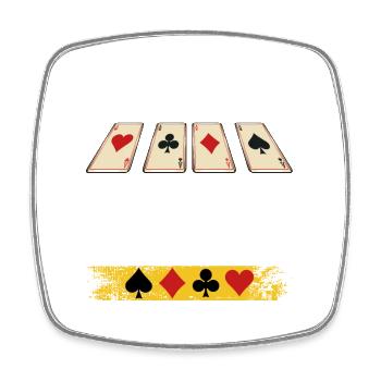 Geldausgabe Shirt mit Pokerkarten - Viereckiger Kühlschrankmagnet - Weiß - Vorne