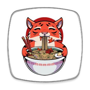 Kawaii Panda Ramen Bowl - Square fridge magnet - white - Front