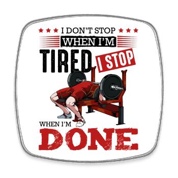 Bench Press Finish – DONE - Square fridge magnet - white - Front