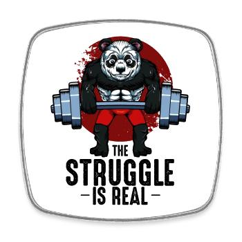 Panda Lifter with Barbell - Square fridge magnet - white - Front