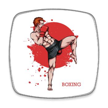 Kickboxer im Roten Hintergrund - Viereckiger Kühlschrankmagnet - Weiß - Vorne