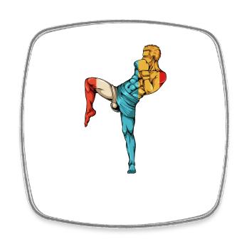 Kickboxing Kraftsilhouette - Viereckiger Kühlschrankmagnet - Weiß - Vorne