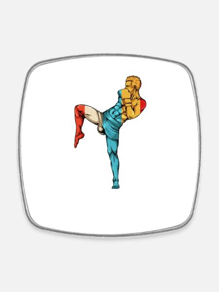 Kickboxing Power Silhouette - Square fridge magnet - white