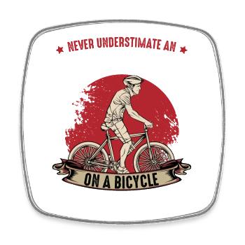 Old man on the bike - Square fridge magnet - white - Front