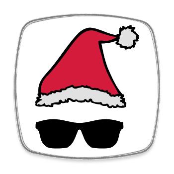 Christmas Hat Sunglasses Xmas Shades - Square fridge magnet - white - Front