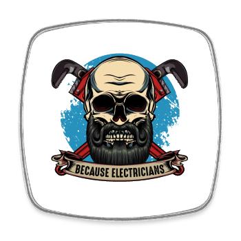Klempnerhelden Skull Motiv - Viereckiger Kühlschrankmagnet - Weiß - Vorne