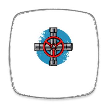 Déclaration tubulaire avec roue de soupapes - Magnet carré - blanc - Devant