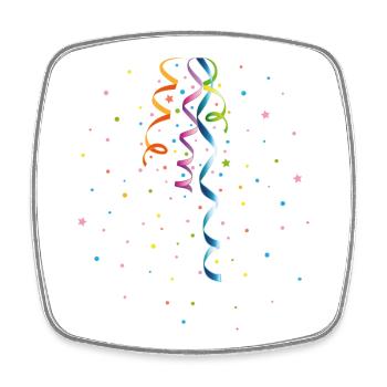 Confetti and streamers colorful party design - Square fridge magnet - white - Front