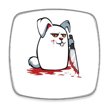 What? Bloody Rabbit with Knife - Square fridge magnet - white - Front