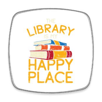 Library Books Reading - Square fridge magnet - white - Front