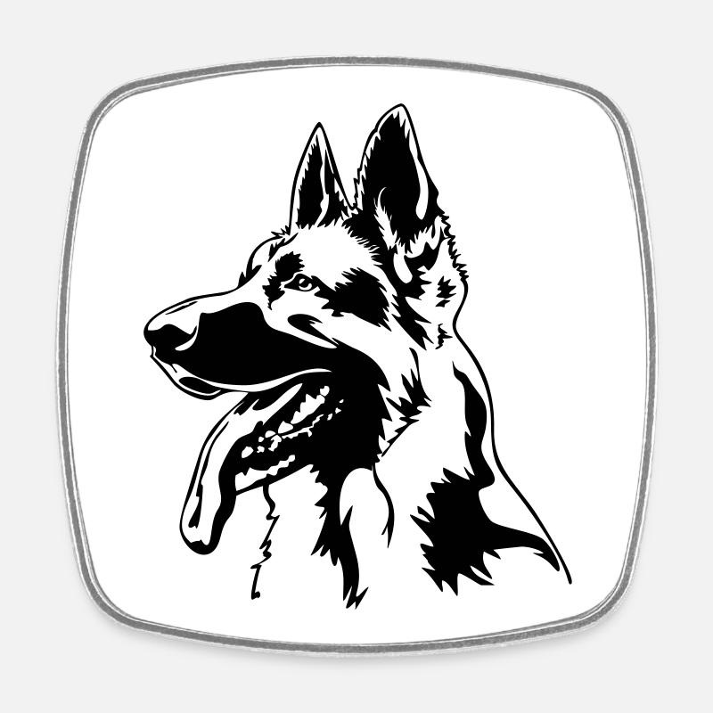 Deutscher Schäferhund Kopf - Viereckiger Kühlschrankmagnet - Weiß