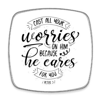 He Cares For You - Viereckiger Kühlschrankmagnet - Weiß - Vorne