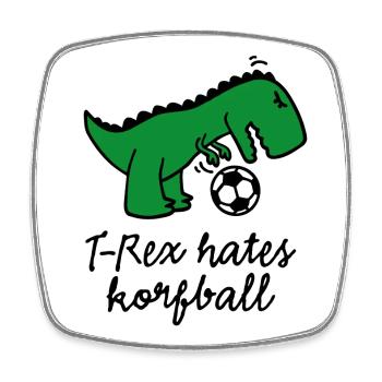 T-Rex hates korfball ball funny dinosaur cartoon - Viereckiger Kühlschrankmagnet - Weiß - Vorne