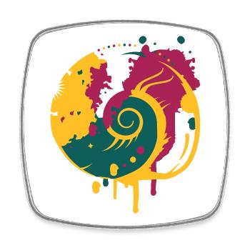 Graffiti of a fossil snail - Square fridge magnet - white - Front