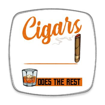 Cigars Solve Problems, Whiskey Does the Rest - Viereckiger Kühlschrankmagnet - Weiß - Vorne