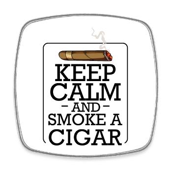 Cartoon Cigar with Smoke — Retro Style - Square fridge magnet - white - Front