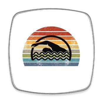 Schwimmen Schwimmer Retro - Viereckiger Kühlschrankmagnet - Weiß - Vorne