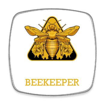 Vorsicht Imker Bienenwächter - Viereckiger Kühlschrankmagnet - Weiß - Vorne