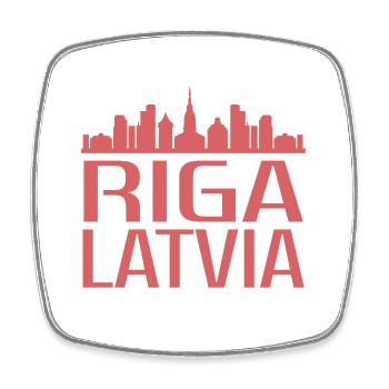 Stilvolle Riga Skyline Illustration - Viereckiger Kühlschrankmagnet - Weiß - Vorne