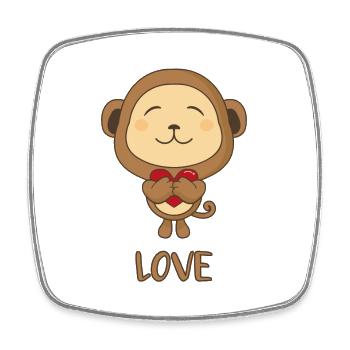 Étreinte d’amour cœur de singe - Magnet carré - blanc - Devant