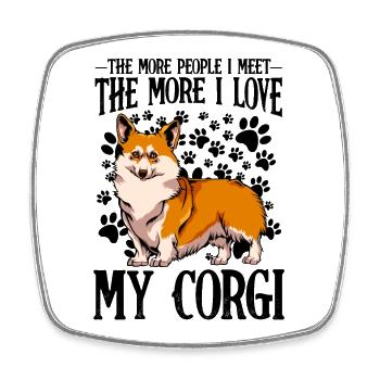 Corgi Pop Art on Black - Square fridge magnet - white - Front