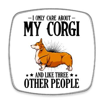 Orange Corgi Illustration - Square fridge magnet - white - Front