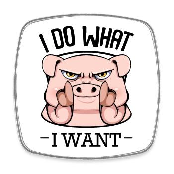 Wütendes Schwein Fingerzeig - Viereckiger Kühlschrankmagnet - Weiß - Vorne