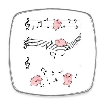 Pink Pigs gribouille sur fond noir - Magnet carré - blanc - Devant