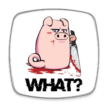 Blutiger Messer-Pig mit schwarzem Humor - Viereckiger Kühlschrankmagnet - Weiß - Vorne