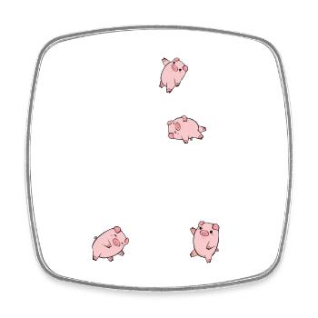 Cochons musicaux sur bâtons - Magnet carré - blanc - Devant