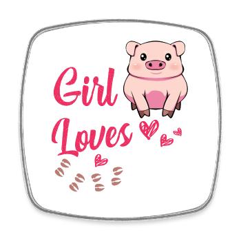 Just a Girl Who Loves Pigs - Square fridge magnet - white - Front